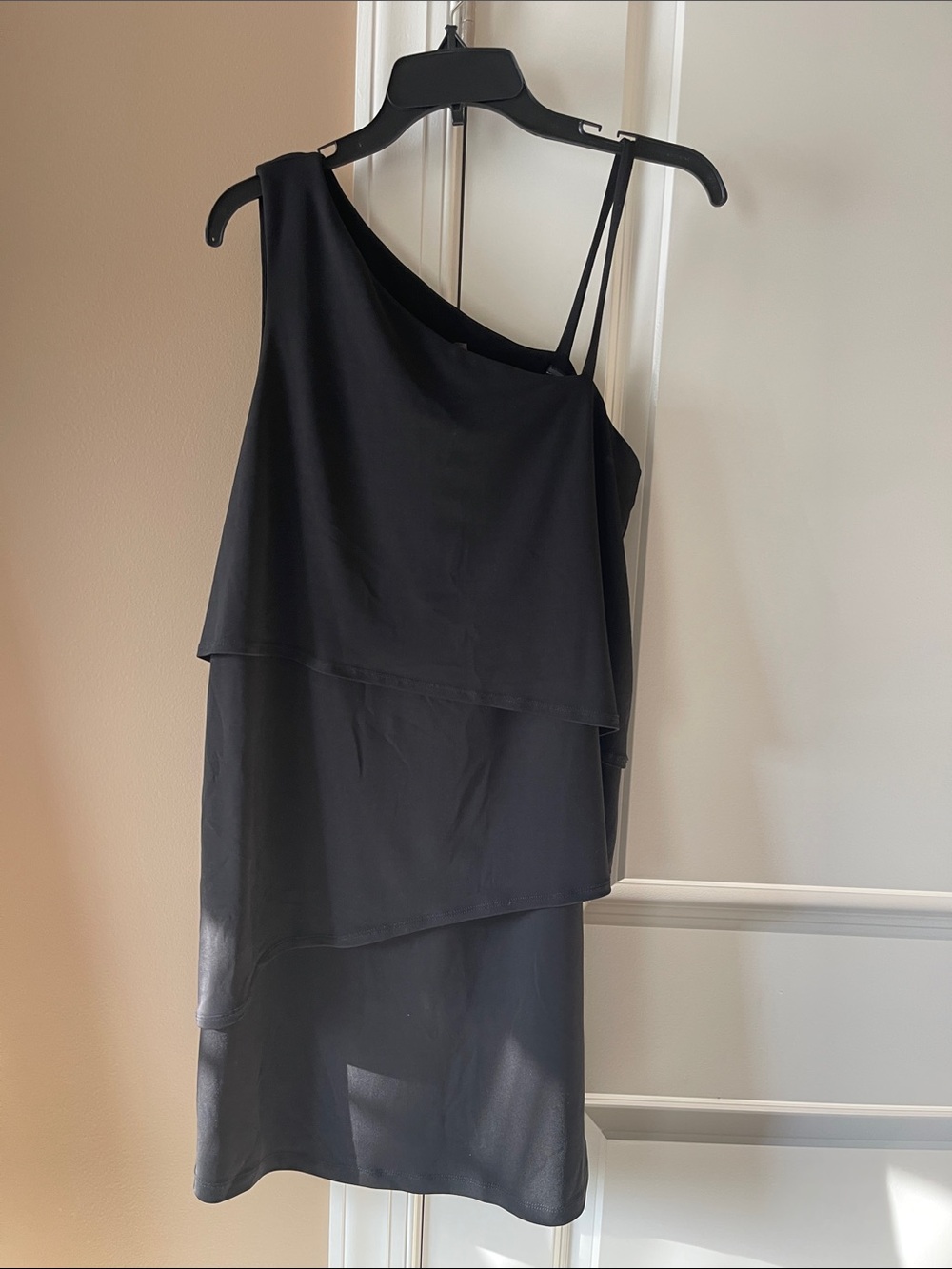 Vince Camuto Black One-Shoulder Layered Dress